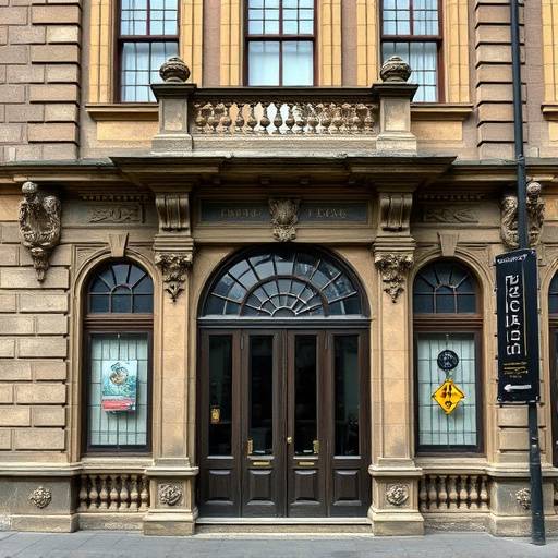 Facciata di un edificio storico ristrutturato con recupero degli elementi originali e nuove finiture in resina
