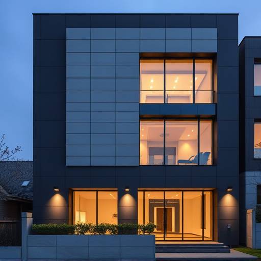 Progettazione di una facciata moderna con pannelli compositi e illuminazione integrata